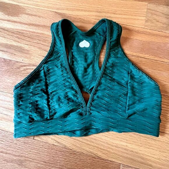 Booty by Brabants Croco Deep V Sports Bra – Teal (One Size) - Picture 6 of 6